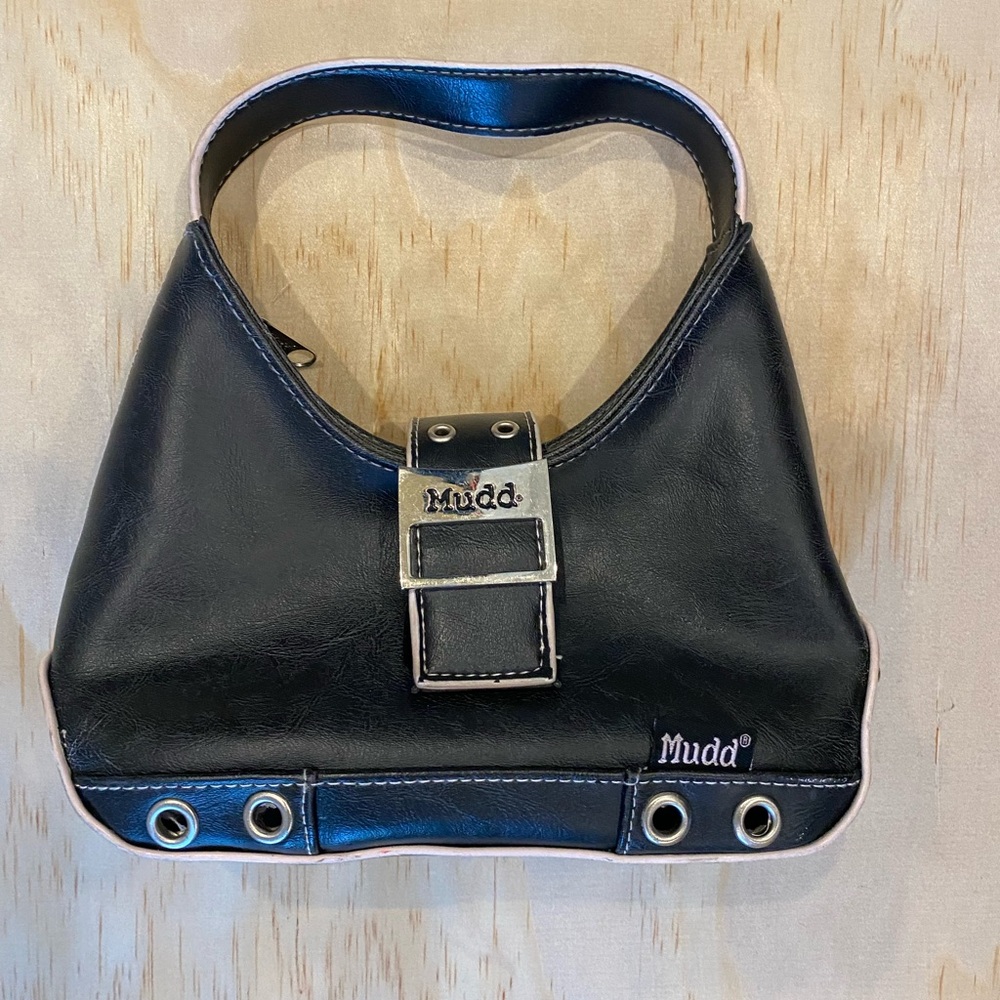 Vintage Mudd Black Faux Leather Shoulder Bag